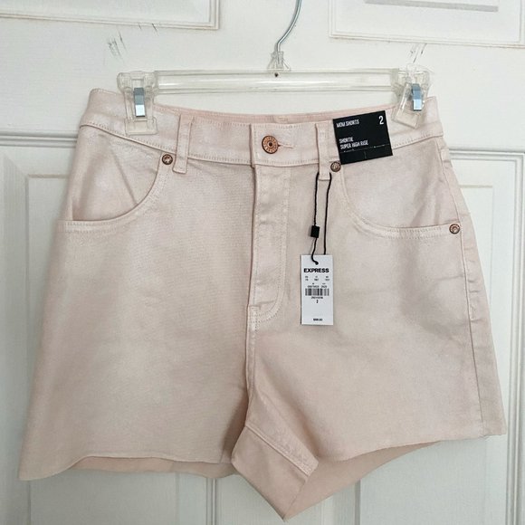 Blush Pink Brand New Express High Waisted, Mom Shorts, Size 2 - Picture 1 of 6